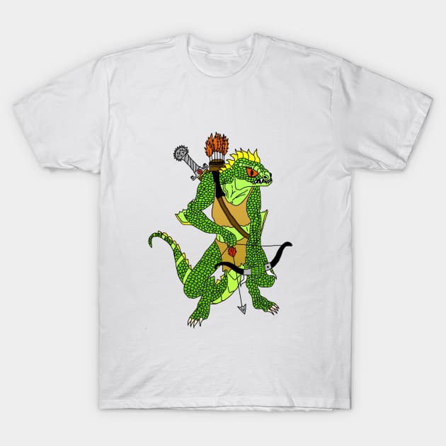 Fantasy Lizardman Warrior T-Shirt by imphavok